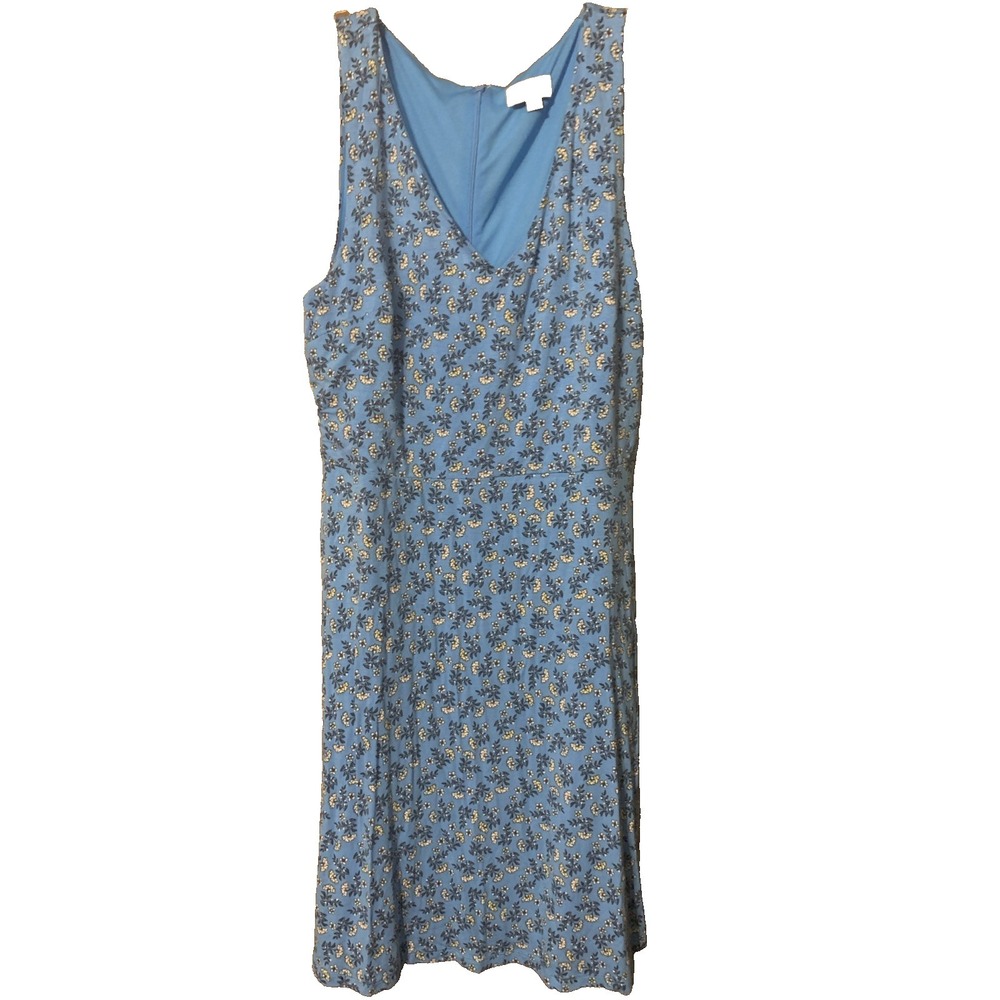 LOFT Outlet Blue Floral Sleeveless Midi Swing‎ Dress Size 10 NWOT